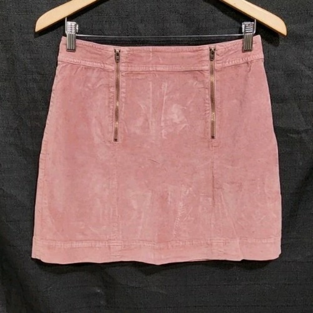 Madewell Skirt Womens 4 Velour Velvet Y2K Blush Pink Mauve Zippers Mini Boho NEW